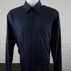 BUGATCHI UOMO Mens Blue Striped Cotton Size Medium